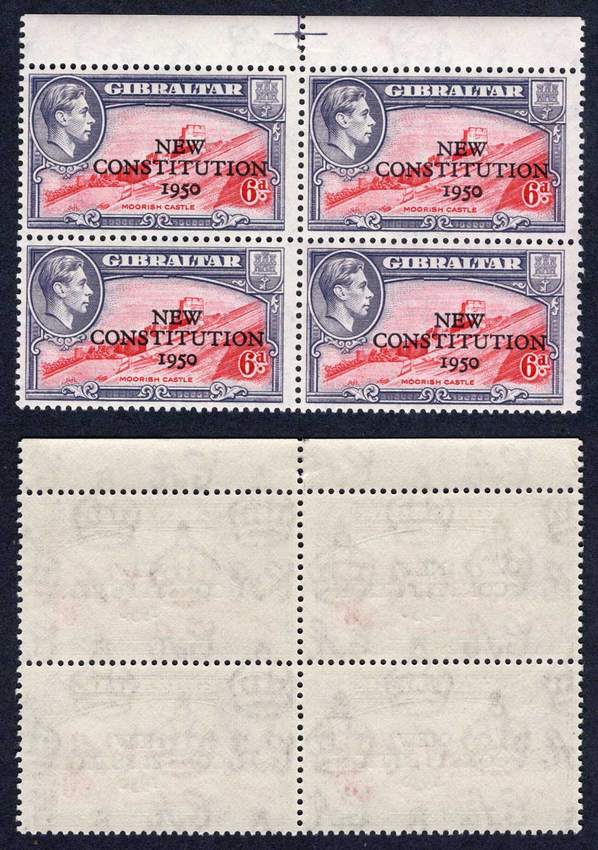 Gibraltar SG142 6d with R1/3-4 Major Re-entries U/M