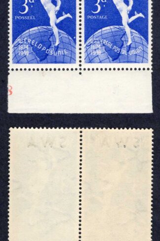 South West Africa SG130 3d UPU Variety Spur on 3 U/M