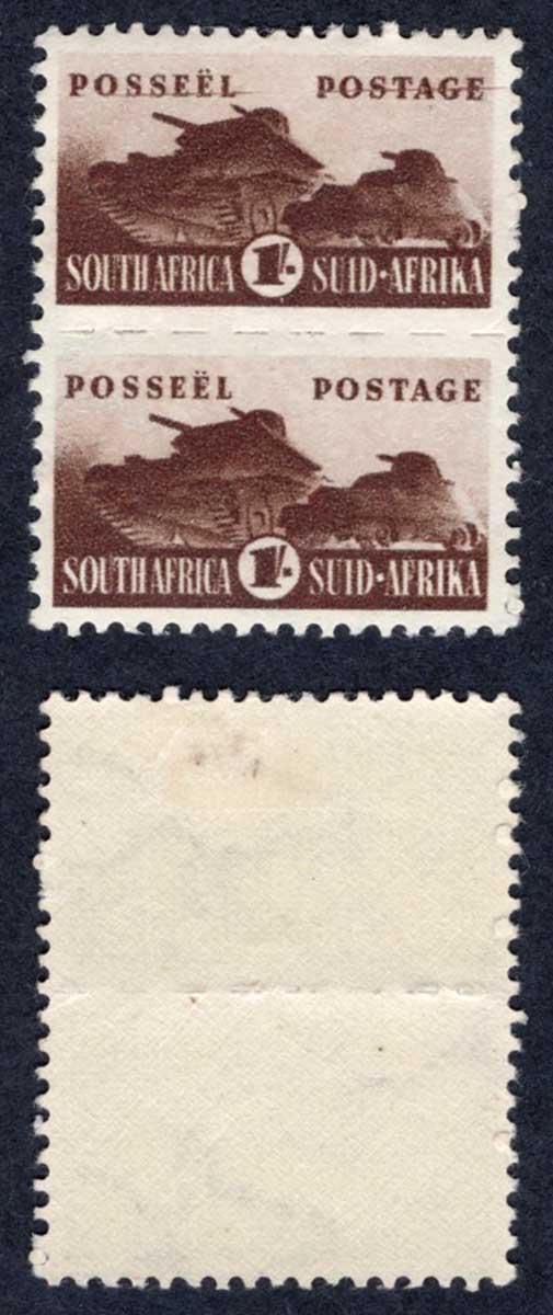 South Africa SG104 1/- War Effort Variety LINE Through POSSEEL M/M