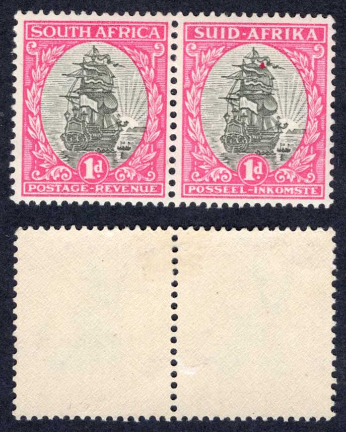 South Africa SG56 1d Pair Variety St Elmos Fire U/M