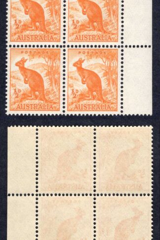 Australia SG228a 1/2d No Wmk Line to Kangaroos ear U/M Cat 45 pounds