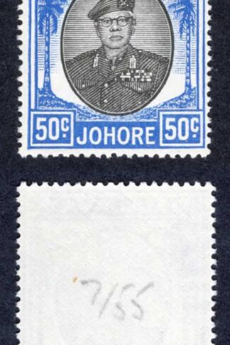 Johore SG144 50c Black and PALE Blue U/M