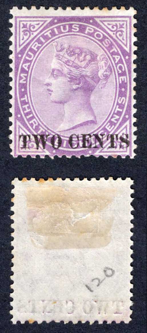 Mauritius SG121 2c on 38c Bright Purple Fresh M/M Cat 16 pounds