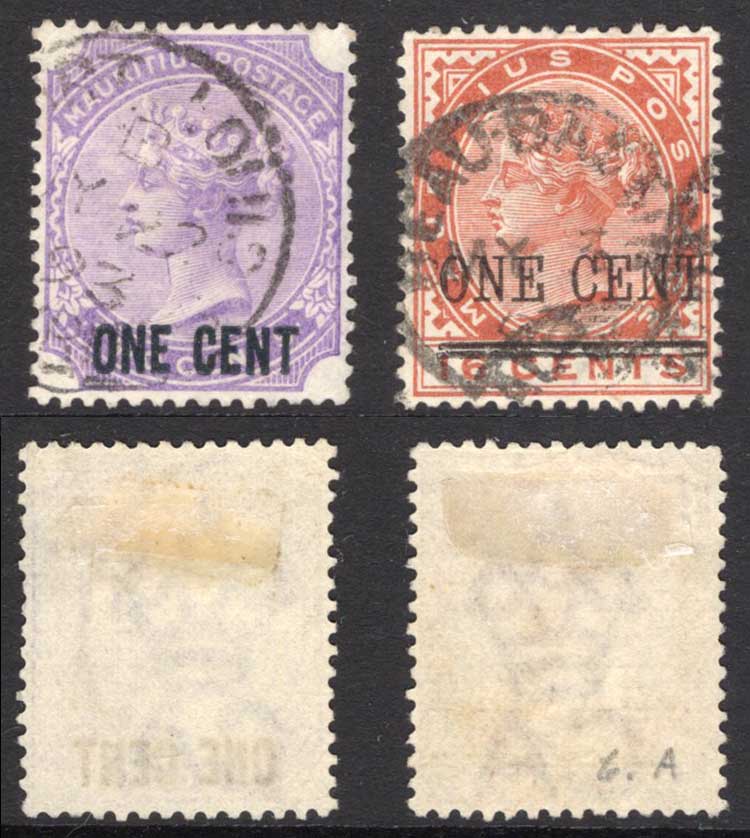 Mauritius SG123/4 Surcharge set of 2 used Cat 8.5 pounds