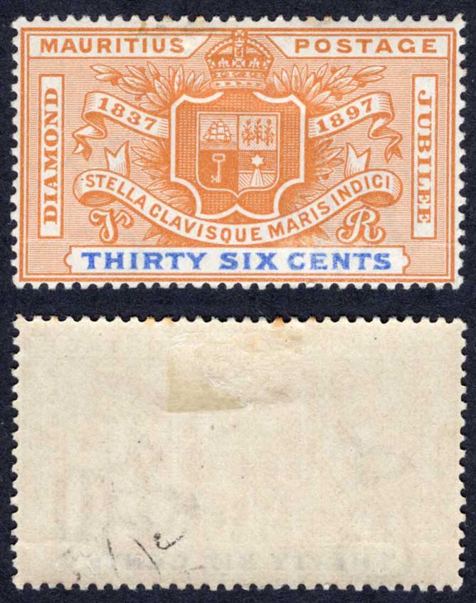 Mauritius SG133 36c Orange and Ultramarine M/M Cat 18 pounds