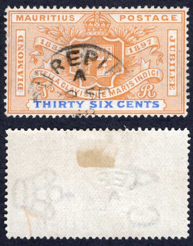 Mauritius SG133 36c Orange and Ultramarine Used Cat 35 pounds