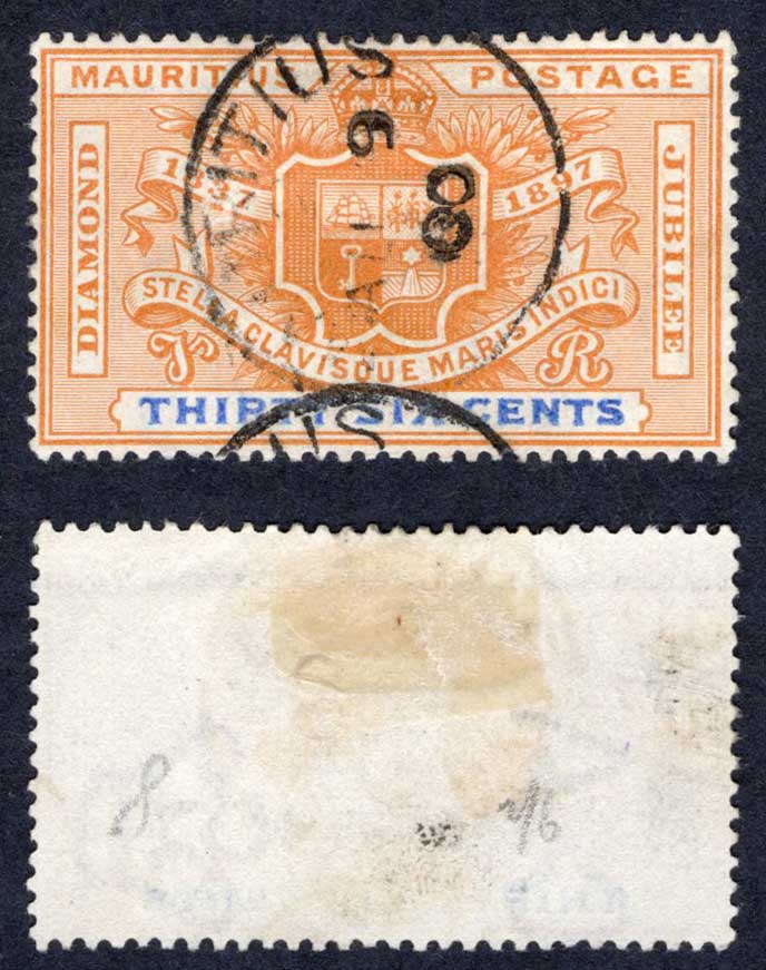 Mauritius SG133 36c Orange and Ultramarine Used Cat 35 pounds