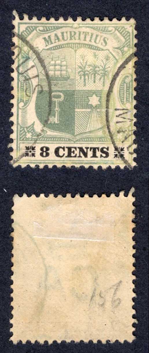 Mauritius SG147 8c Green and black/buff used Cat 20 pounds