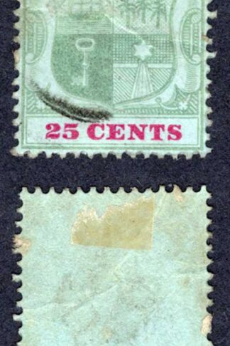 Mauritius SG151 25c Green and Carmine/green (ord) used Cat 60 pounds