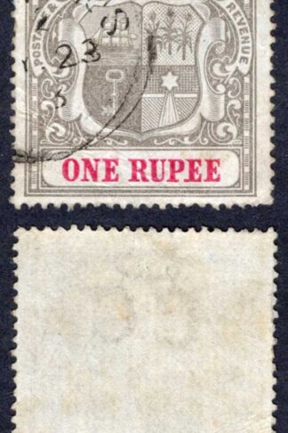 Mauritius SG153 1r Grey-black and Carmine Wmk CC used Cat 70 pounds
