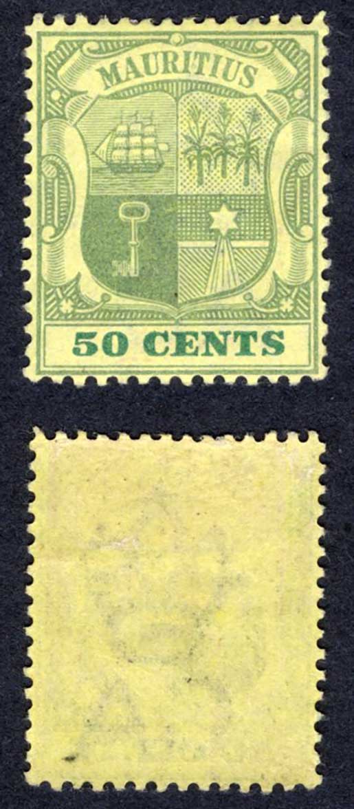 Mauritius SG152 50c wmk CA M/M Cat 25 pounds