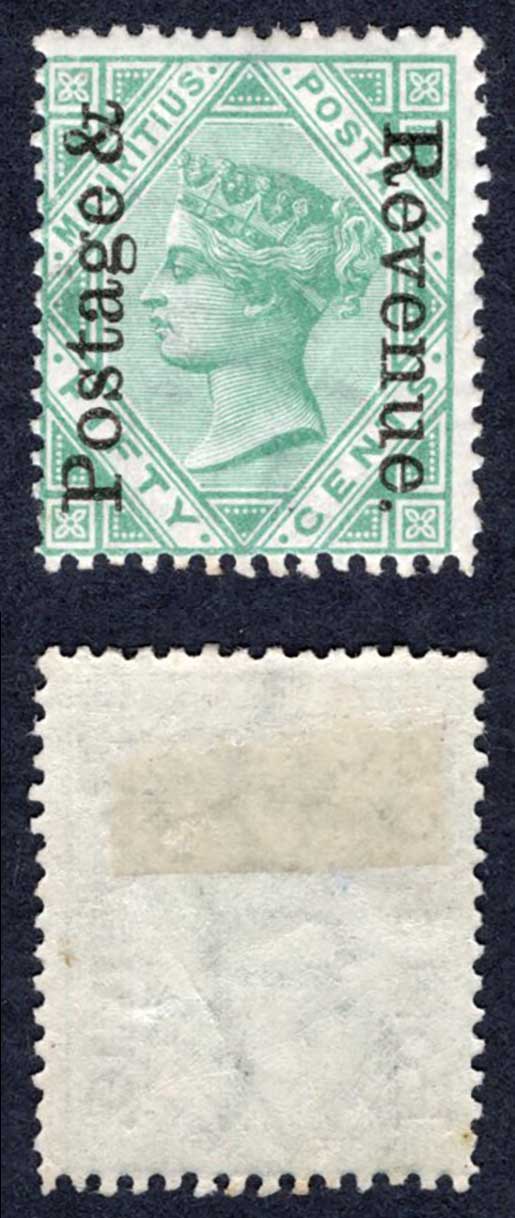 Mauritius SG161 50c Green opt Postage and Revenue M/M Cat 30 pounds