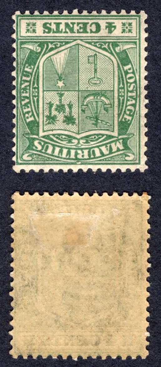Mauritius SG210w 4d Green Wmk Script INVERTED M/M Cat 100 pounds