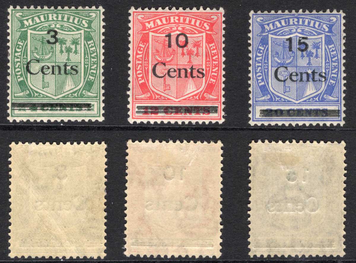 Mauritius SG242/4 Overprint set of 3 M/M Cat 12 pounds