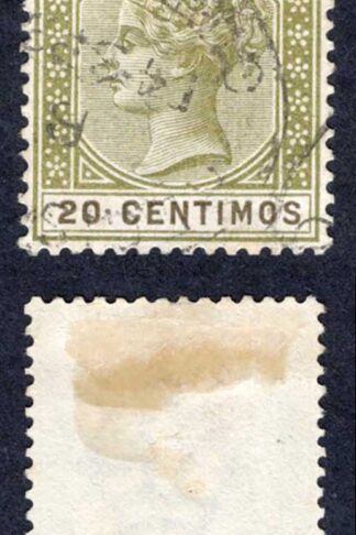 Gibraltar SG24 20c Olive-green and Brown used Cat 25 pounds