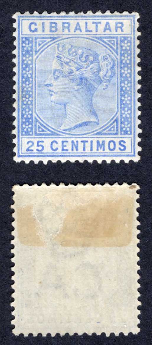 Gibraltar SG26 25c Ultramarine M/M Cat 28 pounds