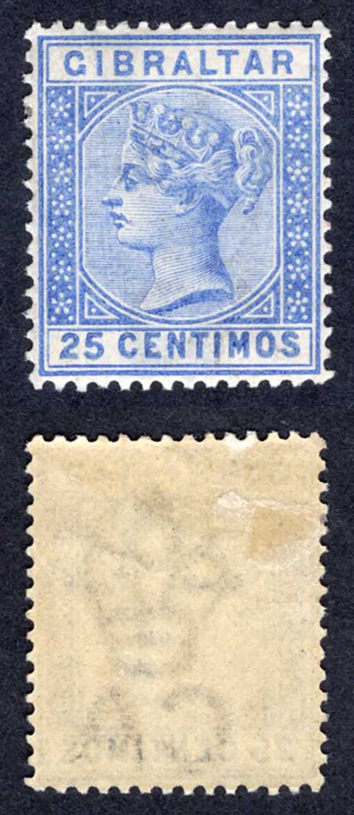 Gibraltar SG26 25c Ultramarine M/M Cat 28 pounds