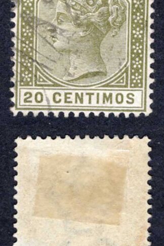 Gibraltar SG25 20c Olive-green used Cat 100 pounds