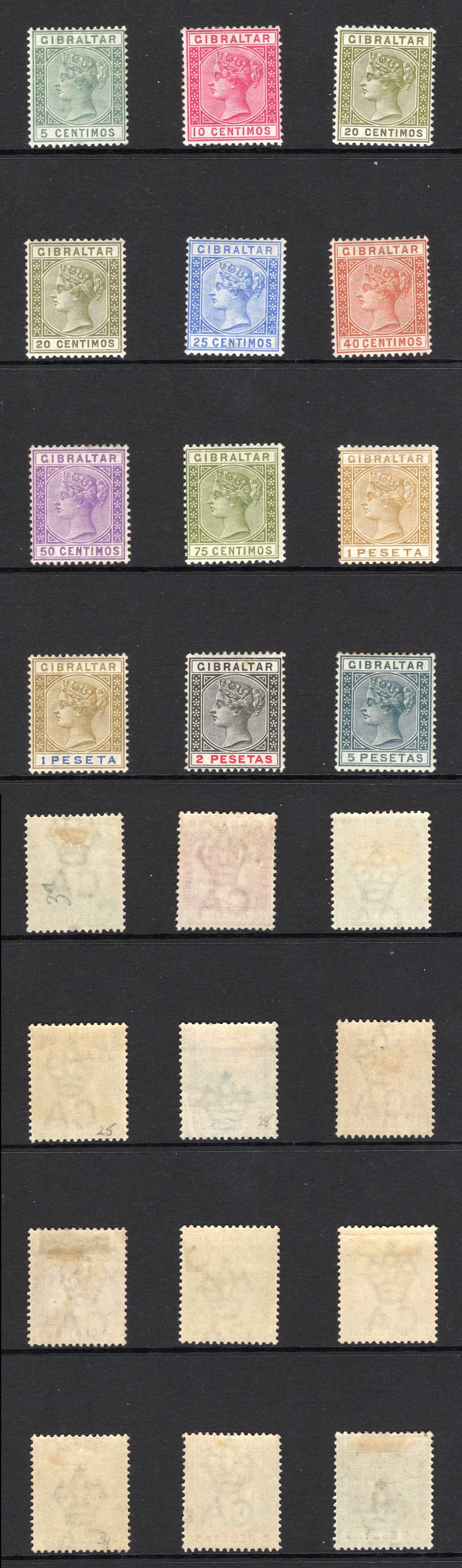 Gibraltar SG22/33 1889 Set of 12 M/M Cat 250 pounds