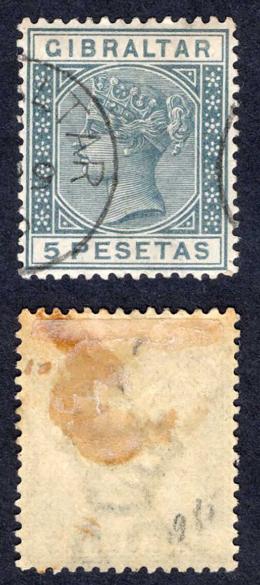Gibraltar SG33 5p Slate-grey CDS used (top value) Cat 120 pounds