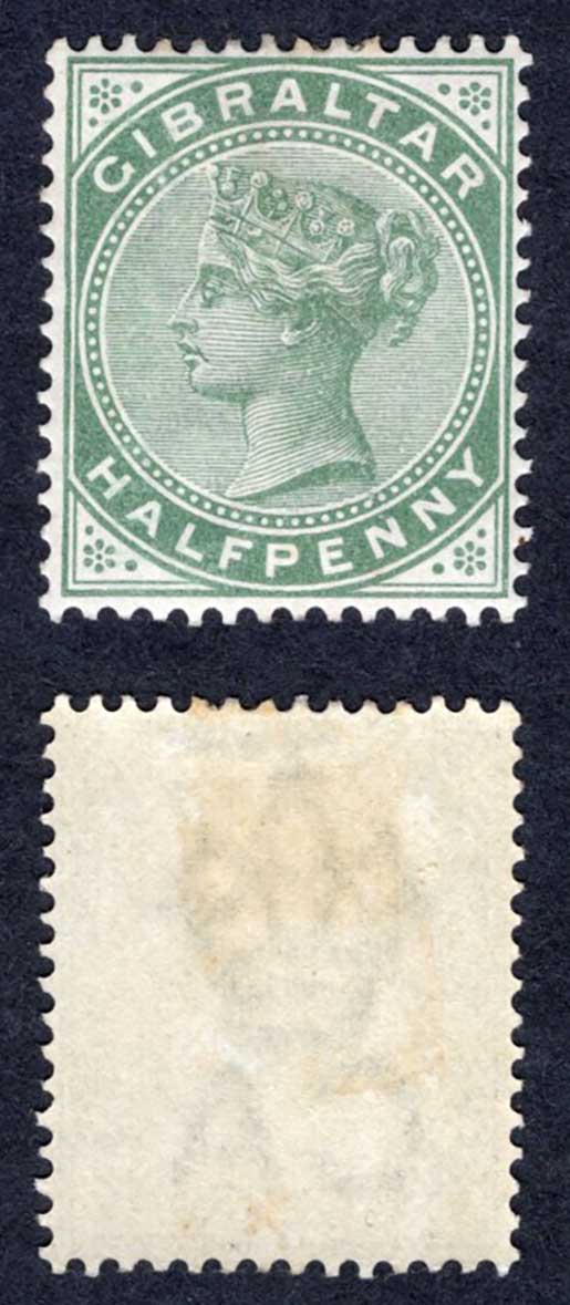 Gibraltar SG39 1/2d Grey-green M/M Cat 14 pounds