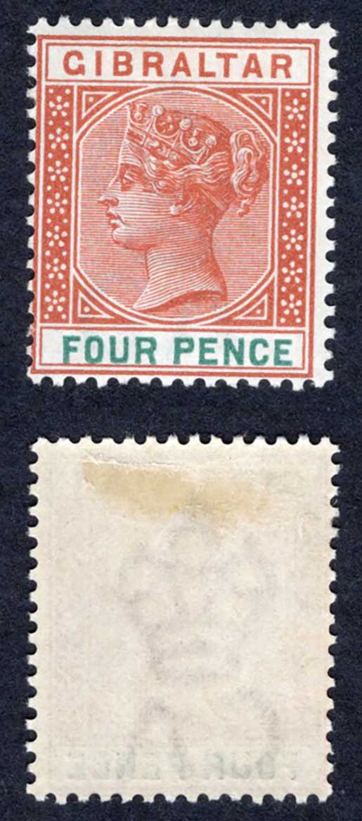 Gibraltar SG43 4d Orange-brown and Green M/M Cat 22 pounds