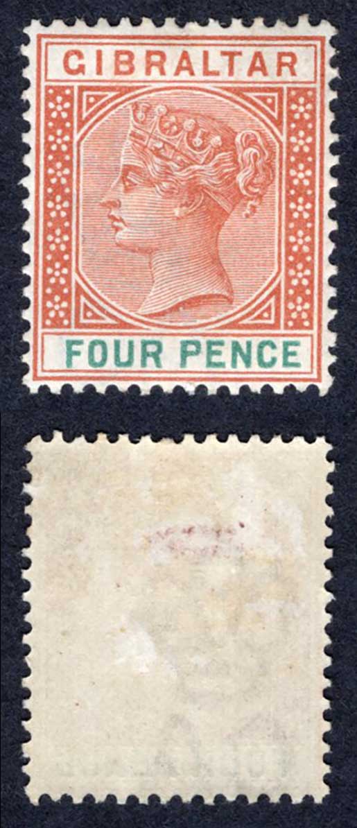 Gibraltar SG43 4d Orange-brown and Green M/M Cat 22 pounds