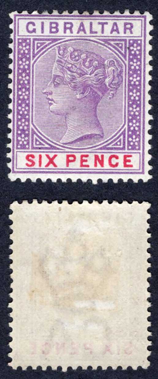 Gibraltar SG44 6d Violet and Red M/M Cat 50 pounds