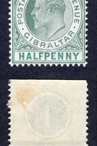 Gibraltar SG46 1/2d Wmk CA PLATE Example (mounted only in the margin)