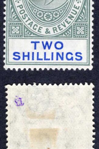 Gibraltar SG62 2/- Green and Blue (Chalky) Wmk Mult CA M/M Cat 140 pounds