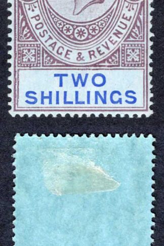 Gibraltar SG82 2/- Dull purple and blue/blue Wmk Mult CA M/M Cat 30 pounds