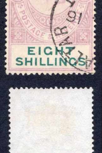 Gibraltar SG84 8/- Dull purple and green Wmk Mult CA used Faded Cat 140 pounds
