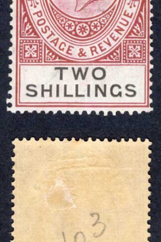 Gibraltar SG103 2/- Red-brown and Black M/M Cat 12 pounds