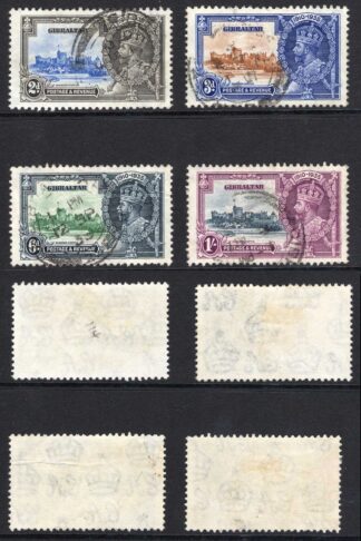 Gibraltar SG114/7 1935 Silver Jubilee (6d crease) used Cat 50 pounds