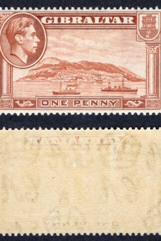 Gibraltar SG122 1d Yellow-brown Perf 14 M/M Cat 30 pounds