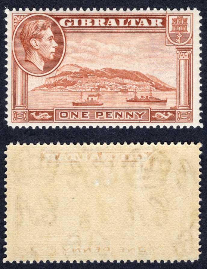Gibraltar SG122 1d Yellow-brown Perf 14 M/M Cat 30 pounds