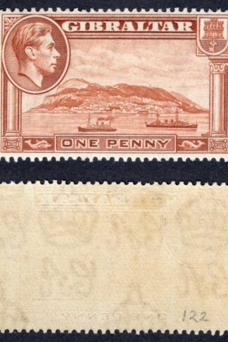 Gibraltar SG122 1d Yellow-brown Perf 14 M/M Cat 30 pounds