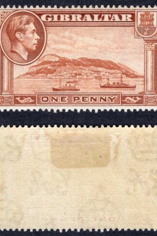 Gibraltar SG122 1d Yellow-brown Perf 14 M/M Cat 30 pounds