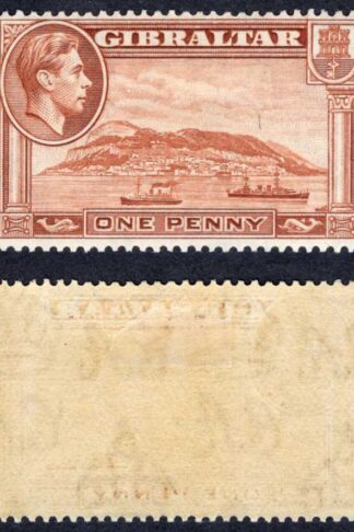 Gibraltar SG122a 1d Yellow-brown Perf 13.5 M/M Cat 32 pounds