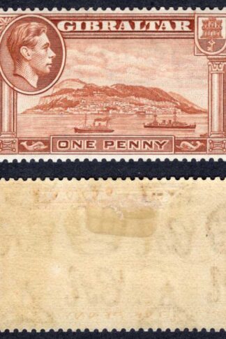 Gibraltar SG122a 1d Yellow-brown Perf 13.5 M/M Cat 32 pounds