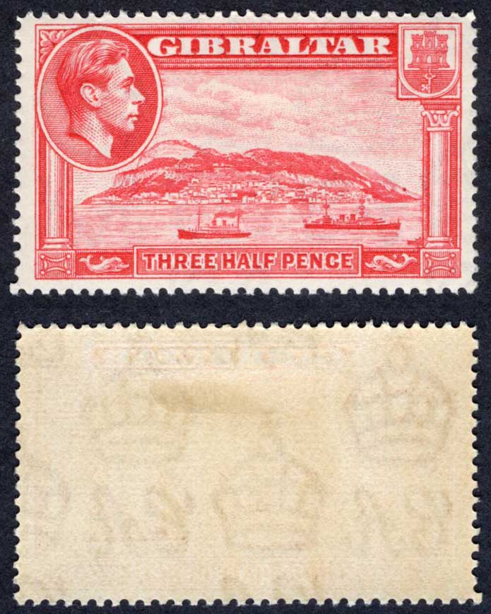 Gibraltar SG123 1 1/2d Carmine Perf 14 M/M Cat 35 pounds