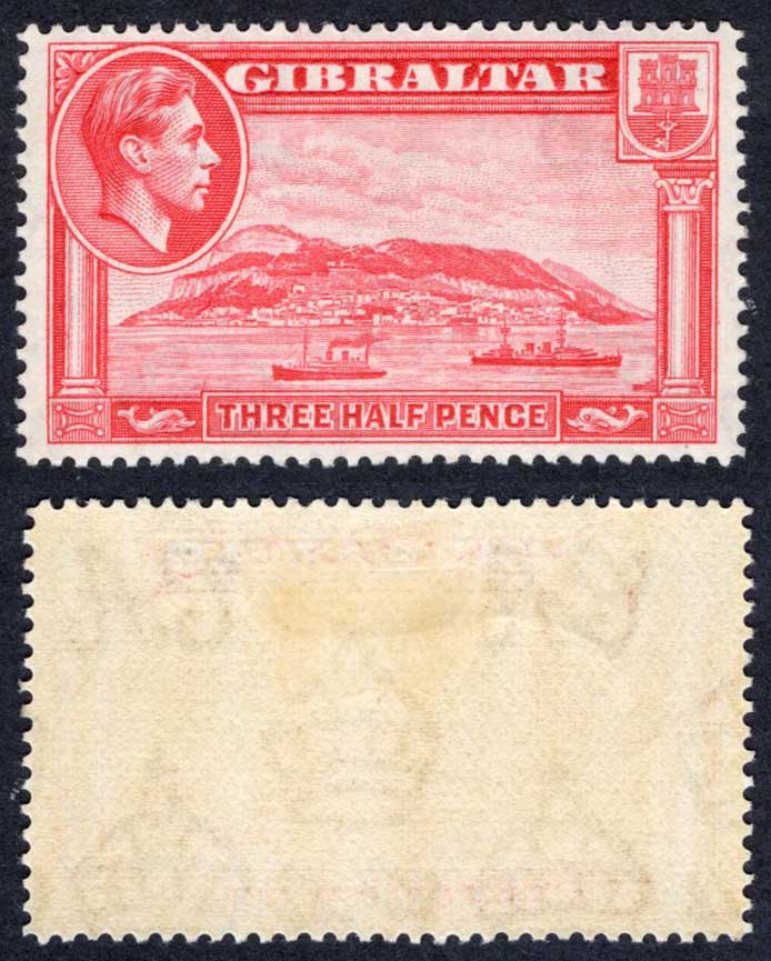 Gibraltar SG123 1 1/2d Carmine Perf 14 M/M Cat 35 pounds