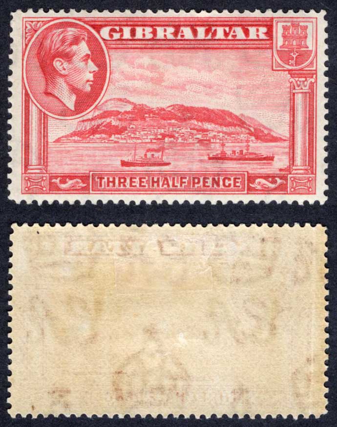 Gibraltar SG123 1 1/2d Carmine Perf 14 M/M Cat 35 pounds