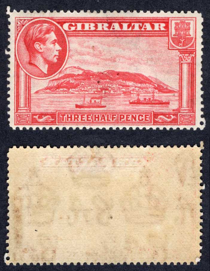 Gibraltar SG123 1 1/2d Carmine Perf 14 M/M Cat 35 pounds