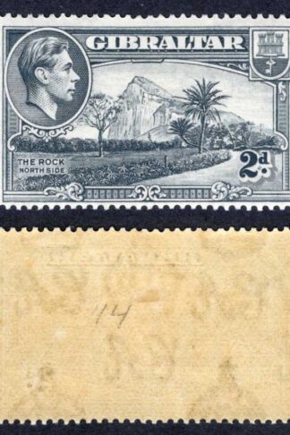 Gibraltar SG124 2d Grey perf 14 M/M Cat 32 pounds