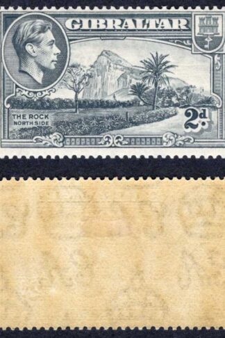 Gibraltar SG124 2d Grey perf 14 M/M Cat 32 pounds