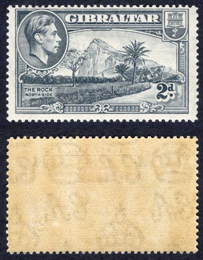 Gibraltar SG124 2d Grey perf 14 M/M Cat 32 pounds