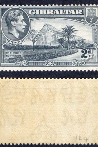 Gibraltar SG124 2d Grey perf 14 M/M Cat 32 pounds
