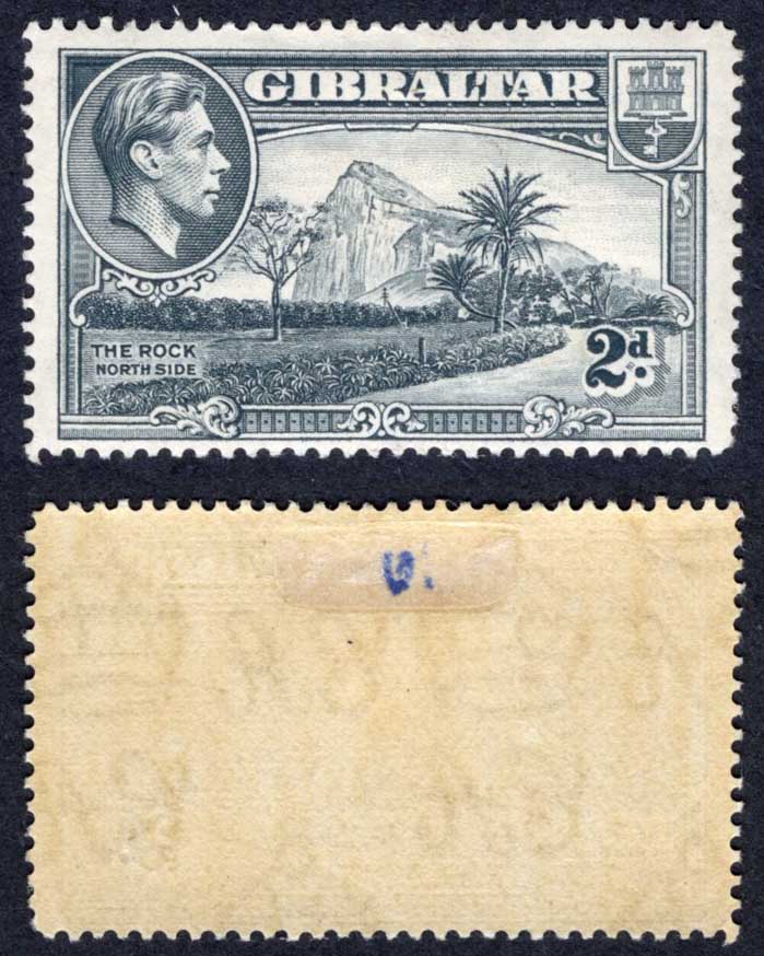 Gibraltar SG124 2d Grey perf 14 M/M Cat 32 pounds