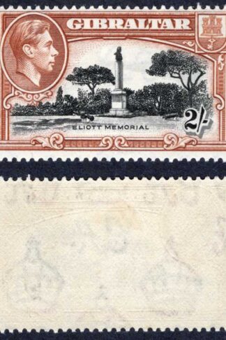 Gibraltar SG128a 2/- Perf 13.5 M/M Cat 130 pounds
